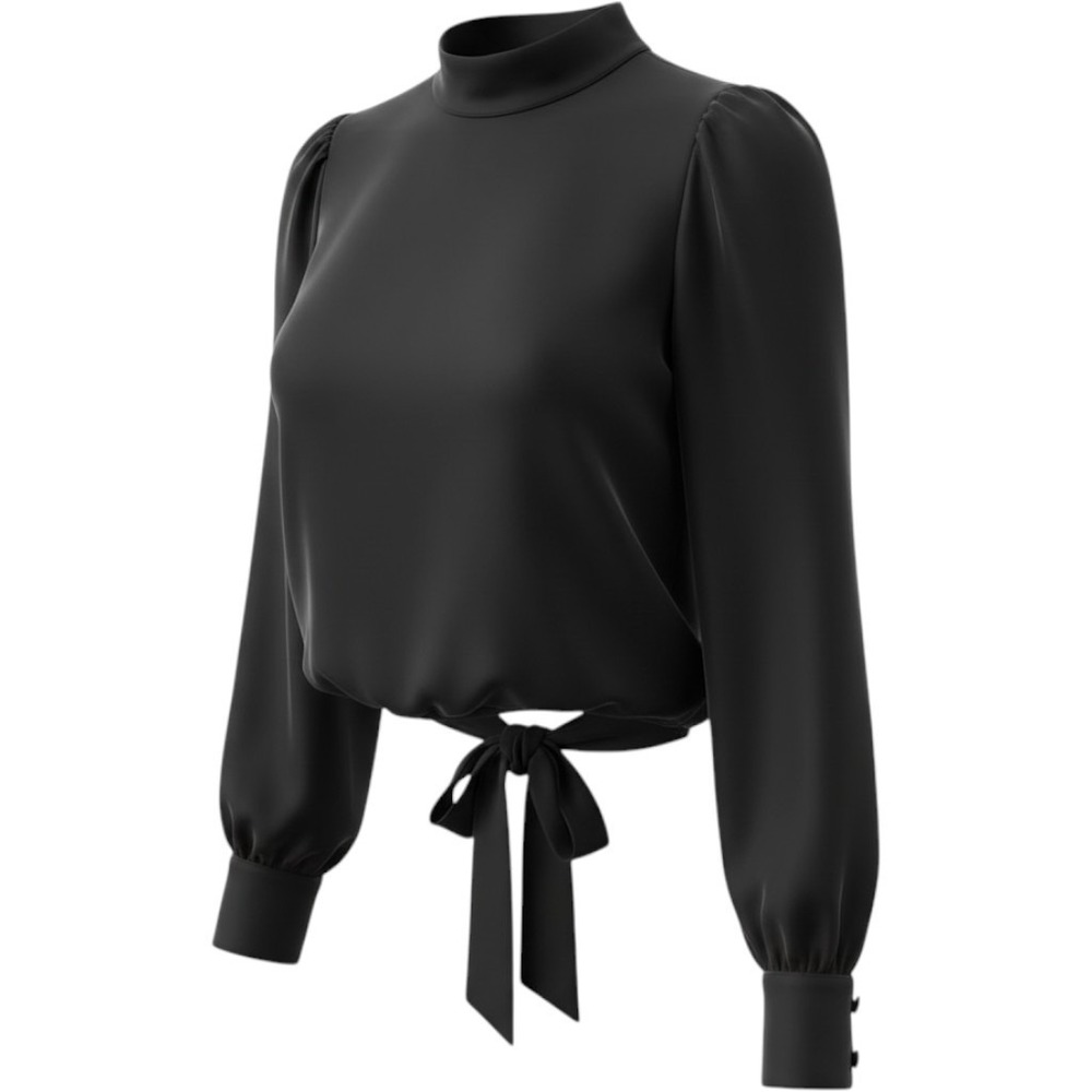Banana Republic Black Open Back Tie Hem Mock Neck Blouse M 439926-01-1